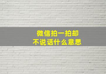 微信拍一拍却不说话什么意思