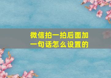 微信拍一拍后面加一句话怎么设置的