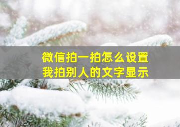 微信拍一拍怎么设置我拍别人的文字显示