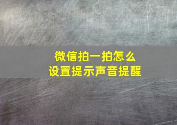 微信拍一拍怎么设置提示声音提醒