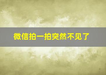 微信拍一拍突然不见了