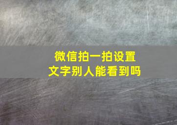 微信拍一拍设置文字别人能看到吗