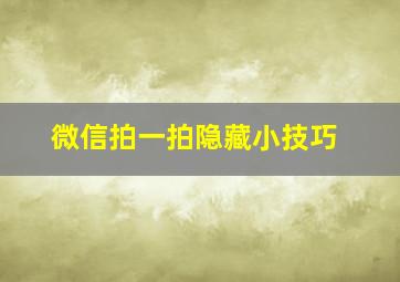 微信拍一拍隐藏小技巧