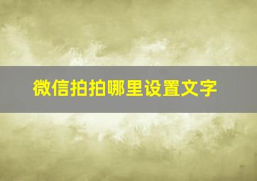 微信拍拍哪里设置文字