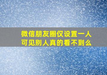 微信朋友圈仅设置一人可见别人真的看不到么