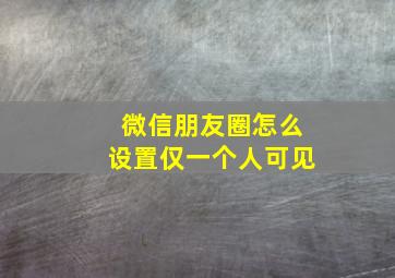 微信朋友圈怎么设置仅一个人可见