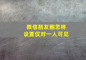 微信朋友圈怎样设置仅对一人可见