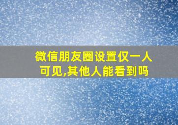 微信朋友圈设置仅一人可见,其他人能看到吗