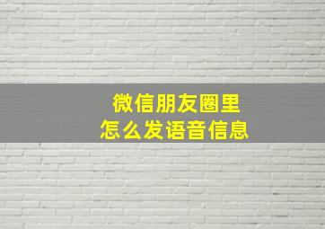 微信朋友圈里怎么发语音信息