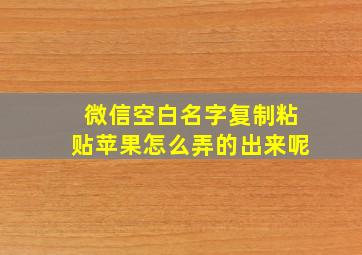 微信空白名字复制粘贴苹果怎么弄的出来呢