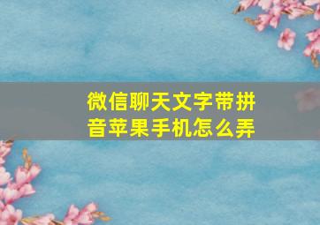 微信聊天文字带拼音苹果手机怎么弄