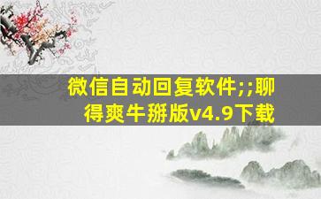 微信自动回复软件;;聊得爽牛掰版v4.9下载