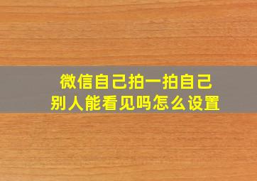 微信自己拍一拍自己别人能看见吗怎么设置