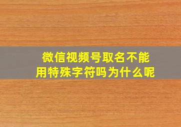 微信视频号取名不能用特殊字符吗为什么呢