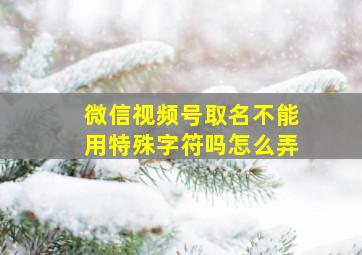 微信视频号取名不能用特殊字符吗怎么弄