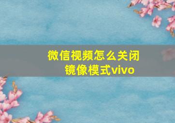 微信视频怎么关闭镜像模式vivo