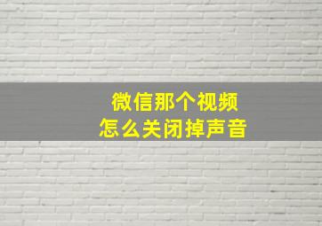 微信那个视频怎么关闭掉声音