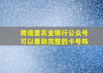 微信里农业银行公众号可以看到完整的卡号吗