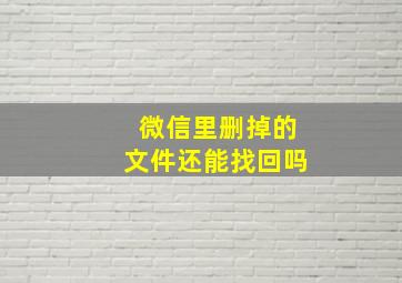 微信里删掉的文件还能找回吗