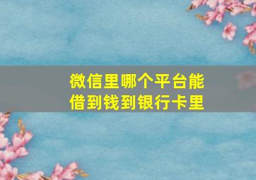 微信里哪个平台能借到钱到银行卡里