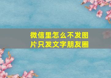 微信里怎么不发图片只发文字朋友圈