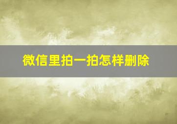 微信里拍一拍怎样删除