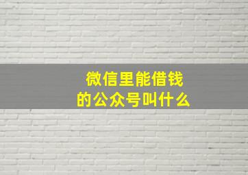 微信里能借钱的公众号叫什么