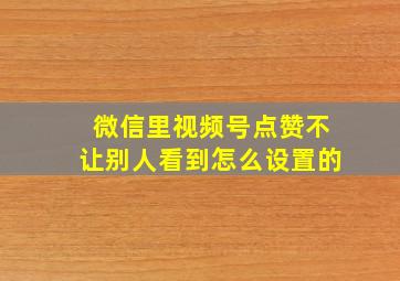 微信里视频号点赞不让别人看到怎么设置的