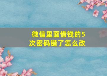 微信里面借钱的5次密码错了怎么改