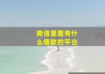 微信里面有什么借款的平台