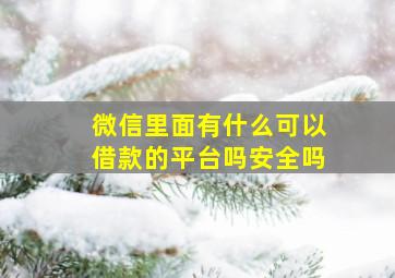 微信里面有什么可以借款的平台吗安全吗