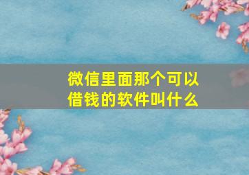 微信里面那个可以借钱的软件叫什么