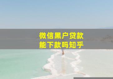 微信黑户贷款能下款吗知乎