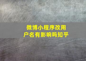 微博小程序改用户名有影响吗知乎