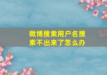 微博搜索用户名搜索不出来了怎么办