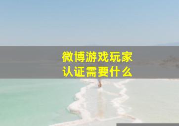 微博游戏玩家认证需要什么