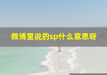 微博里说的sp什么意思呀