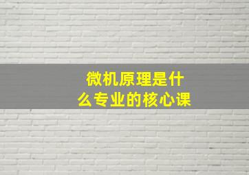 微机原理是什么专业的核心课