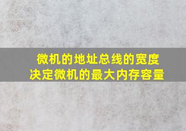 微机的地址总线的宽度决定微机的最大内存容量