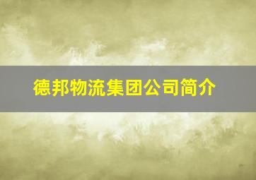 德邦物流集团公司简介