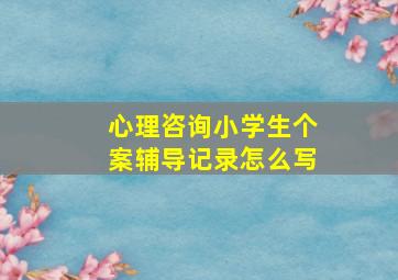 心理咨询小学生个案辅导记录怎么写