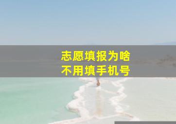 志愿填报为啥不用填手机号