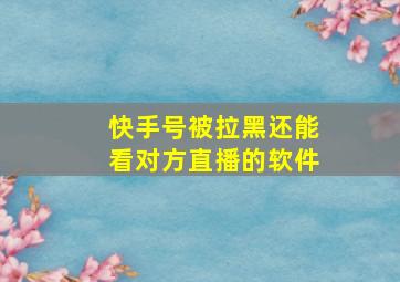 快手号被拉黑还能看对方直播的软件