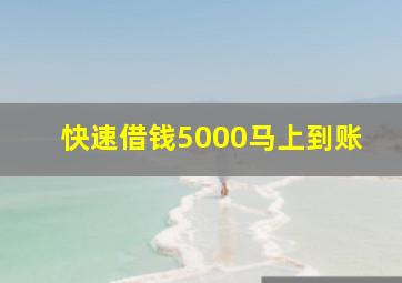 快速借钱5000马上到账