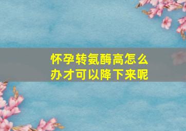 怀孕转氨酶高怎么办才可以降下来呢