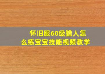 怀旧服60级猎人怎么练宝宝技能视频教学