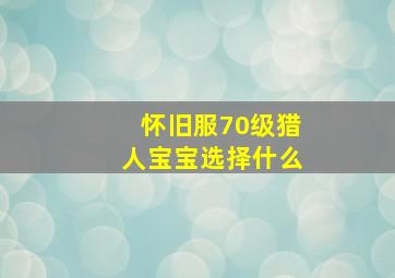 怀旧服70级猎人宝宝选择什么