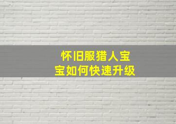 怀旧服猎人宝宝如何快速升级