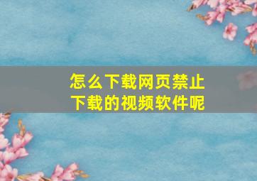 怎么下载网页禁止下载的视频软件呢