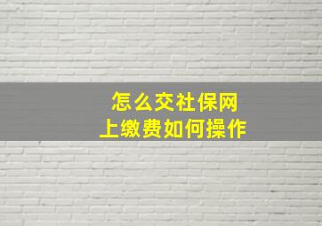 怎么交社保网上缴费如何操作